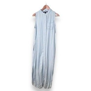 Walter Baker Rachel Pin Strip Chambray Maxi Shirt Dress Women's S (w/o Belt)